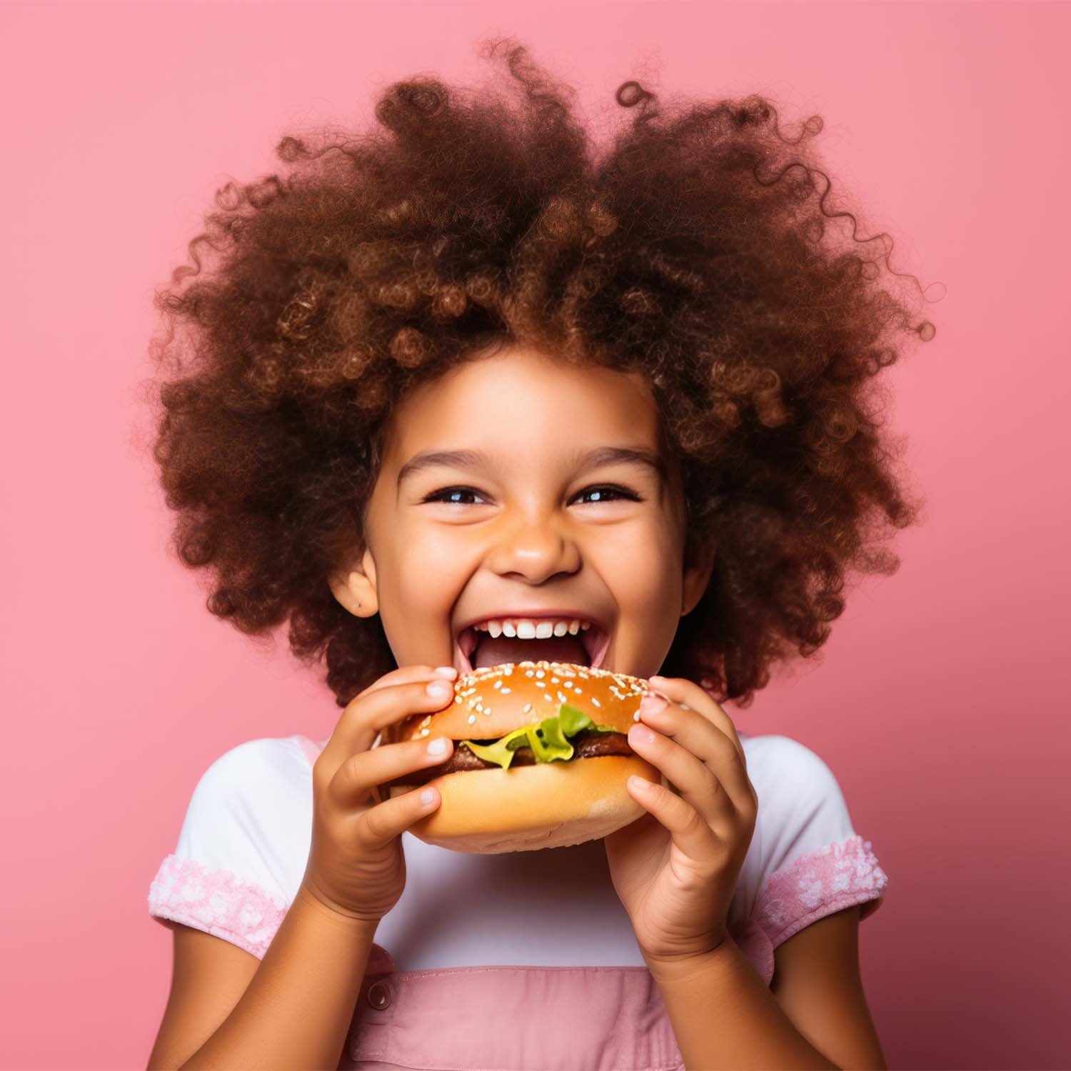 Young Girl Eating A Burger - 4 Locos Argentinian Restaurant Purley